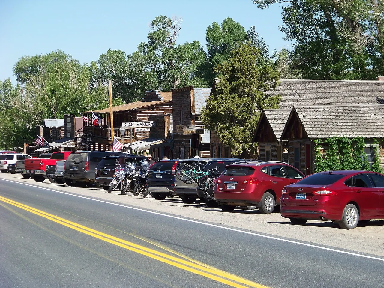 Historic buildings and boardwalk in Nevada City, Montana